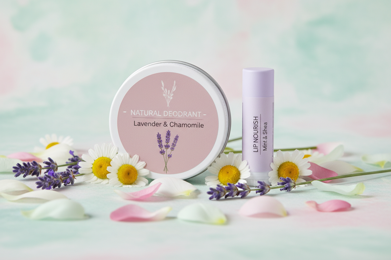 Bath and Body Accessories Flat Lay