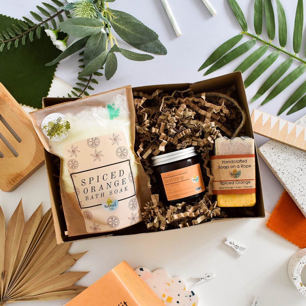 Spiced Orange Natural Spa Gift Set – Candle, Soap & Bath Soak (3-Piece)