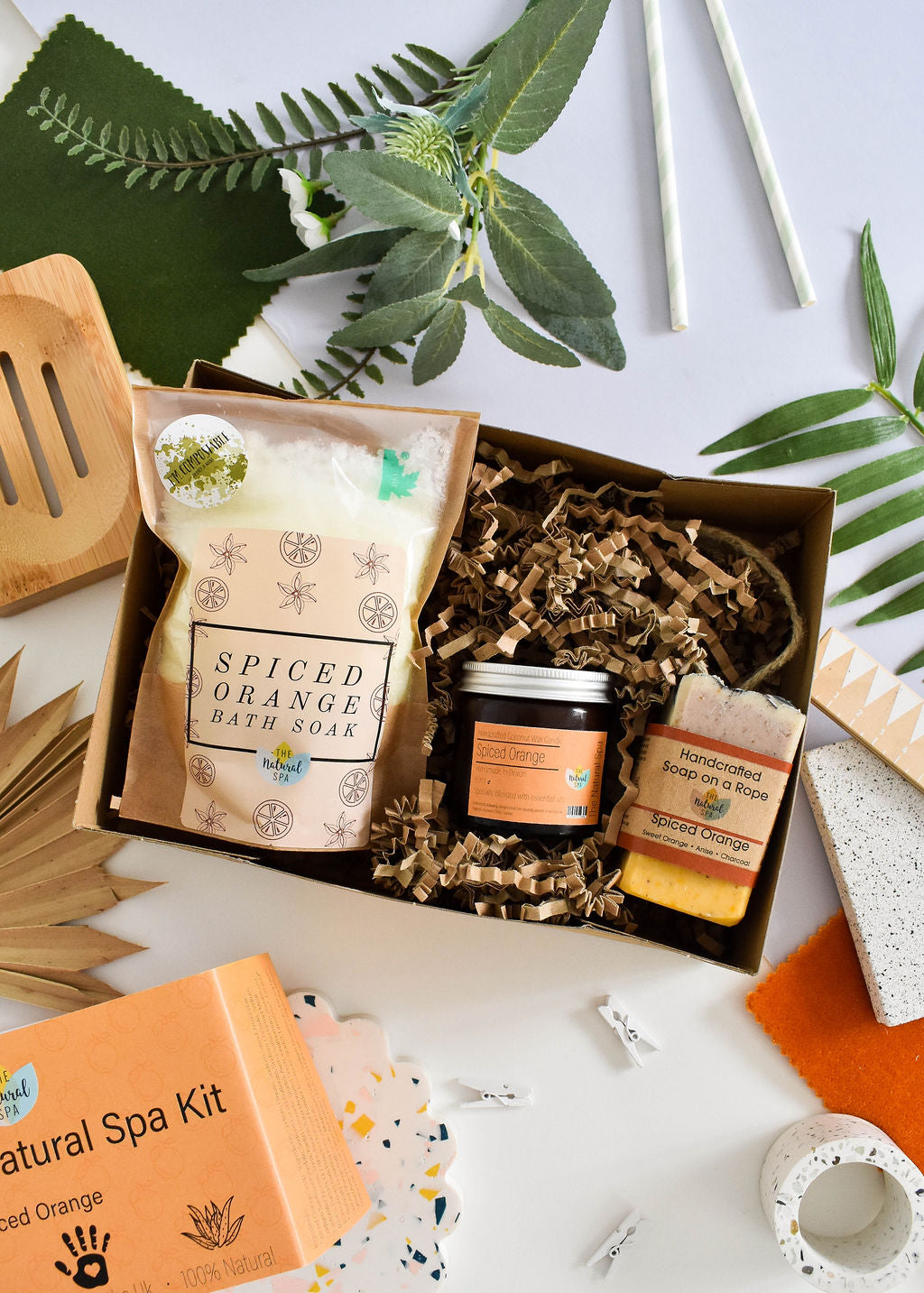 Spiced Orange Natural Spa Gift Set – Candle, Soap & Bath Soak (3-Piece)