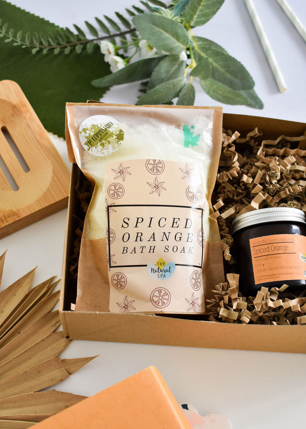 Spiced Orange Natural Spa Gift Set – Candle, Soap & Bath Soak (3-Piece)