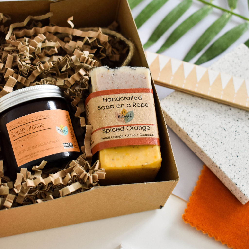 Spiced Orange Natural Spa Gift Set – Candle, Soap & Bath Soak (3-Piece)