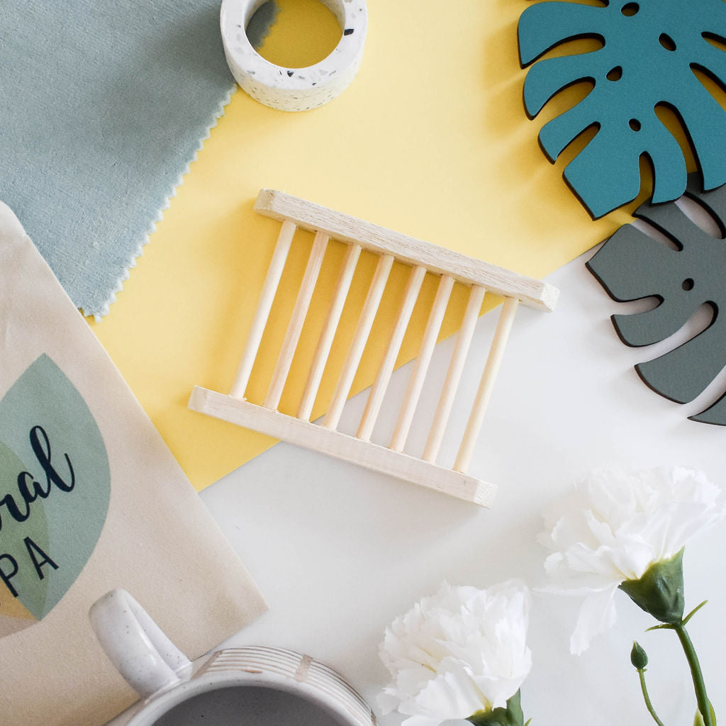 Natural Bamboo Soap Dish | Ladder Style Draining Soap Holder