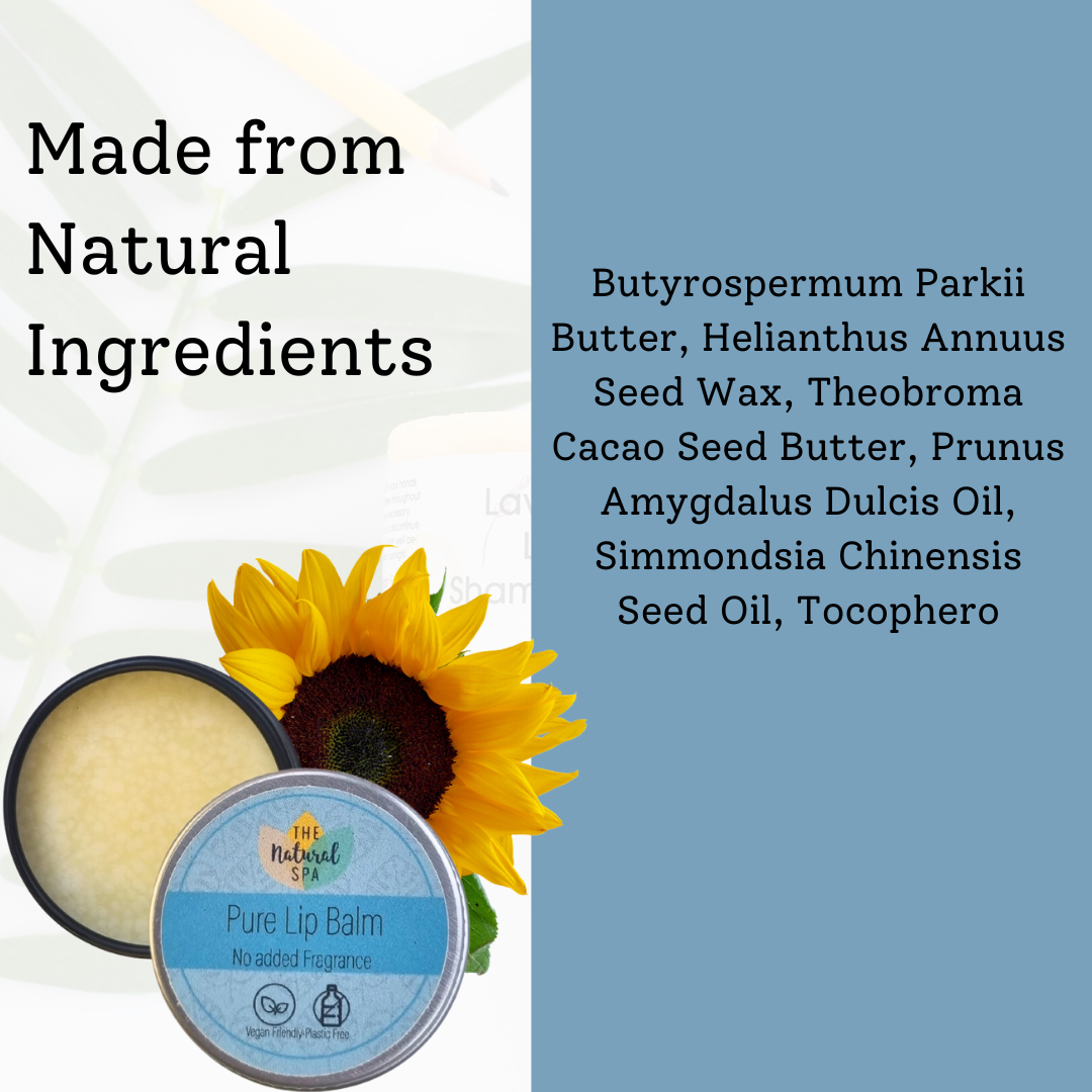 Pure Natural Lip Balm | Shea Butter, Jojoba & Vitamin E