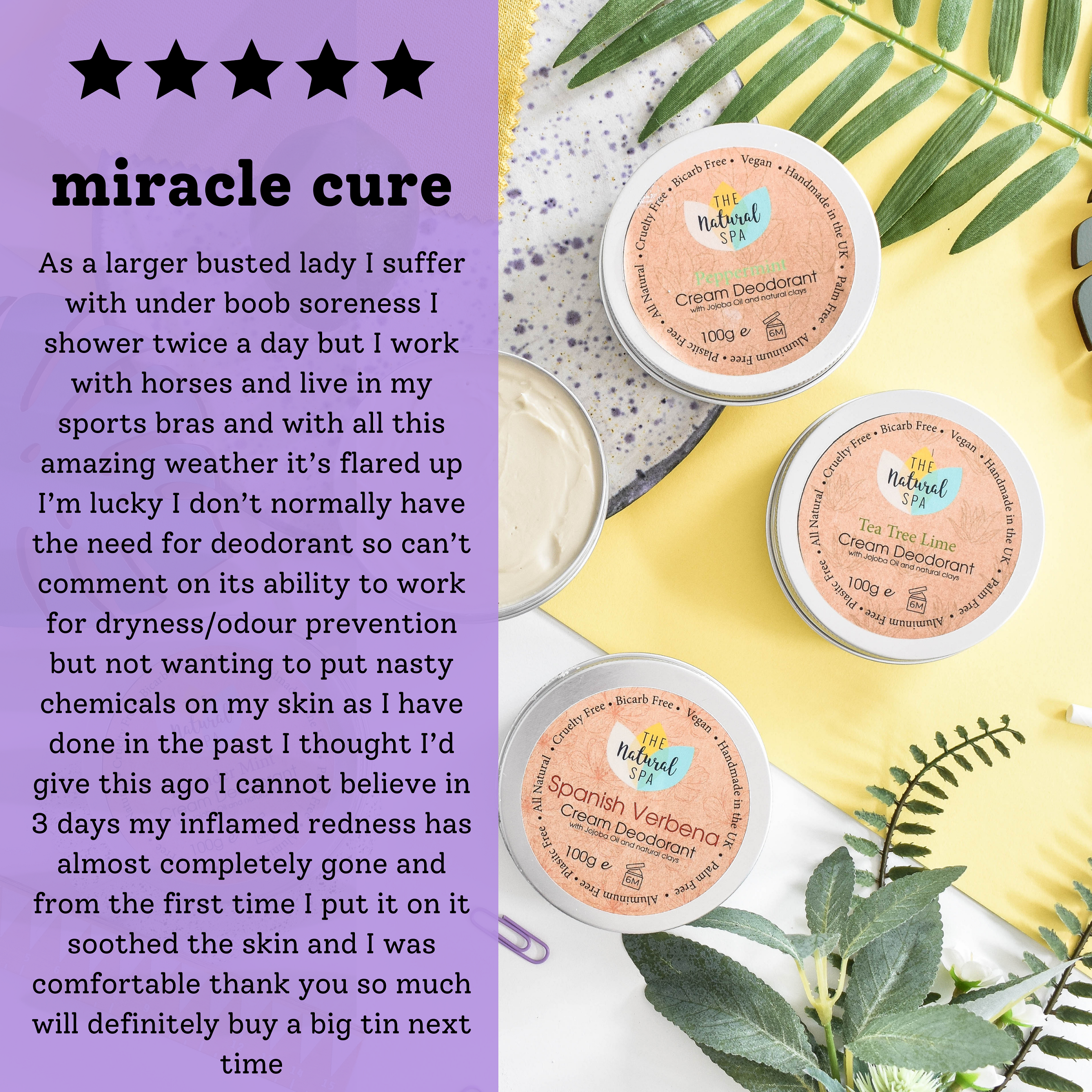 Natural Cream Deodorant – Bicarb-Free, Vegan & Plastic-Free | 125g Tin