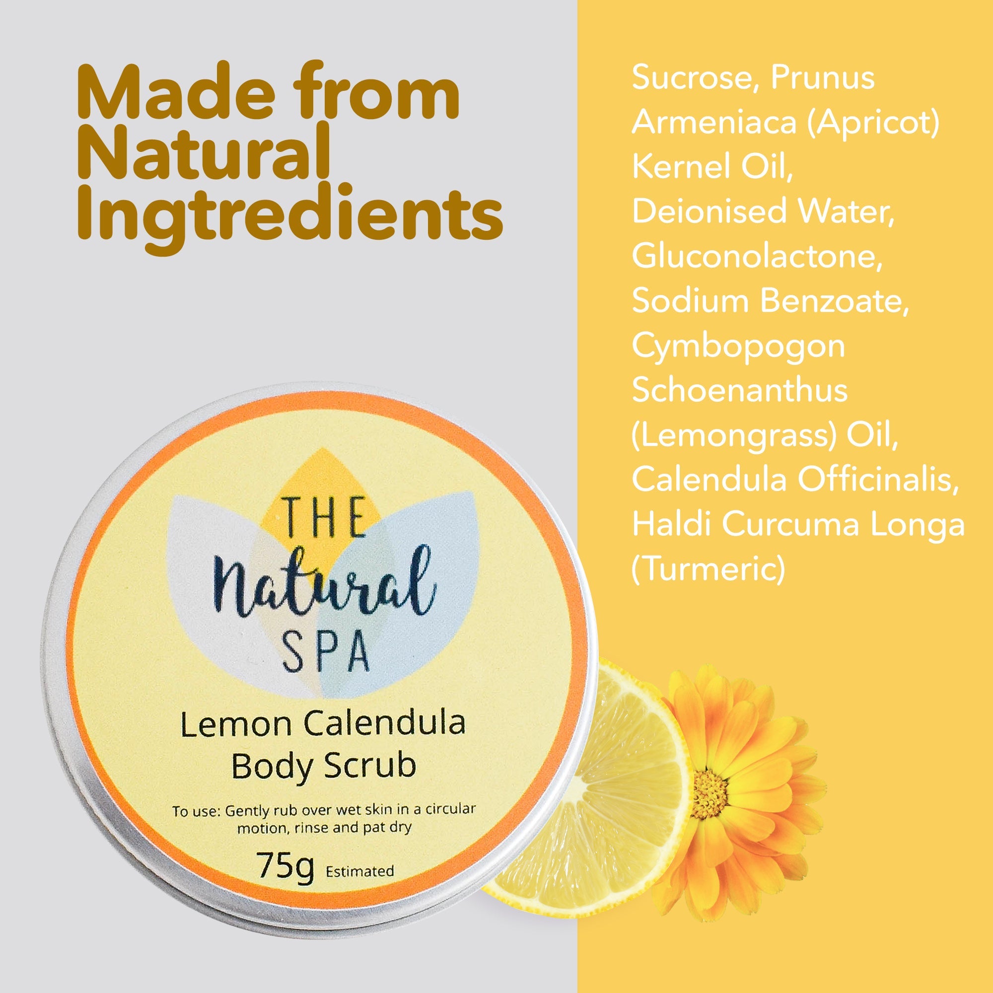 Lemon Calendula Body Scrub | Natural Sugar Scrub for Smooth, Glowing Skin