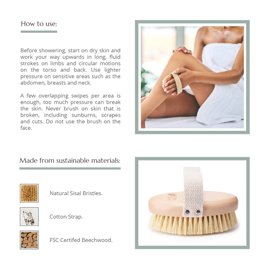 Natural Bristle Dry Body Brush | FSC-Certified Beechwood & Sisal